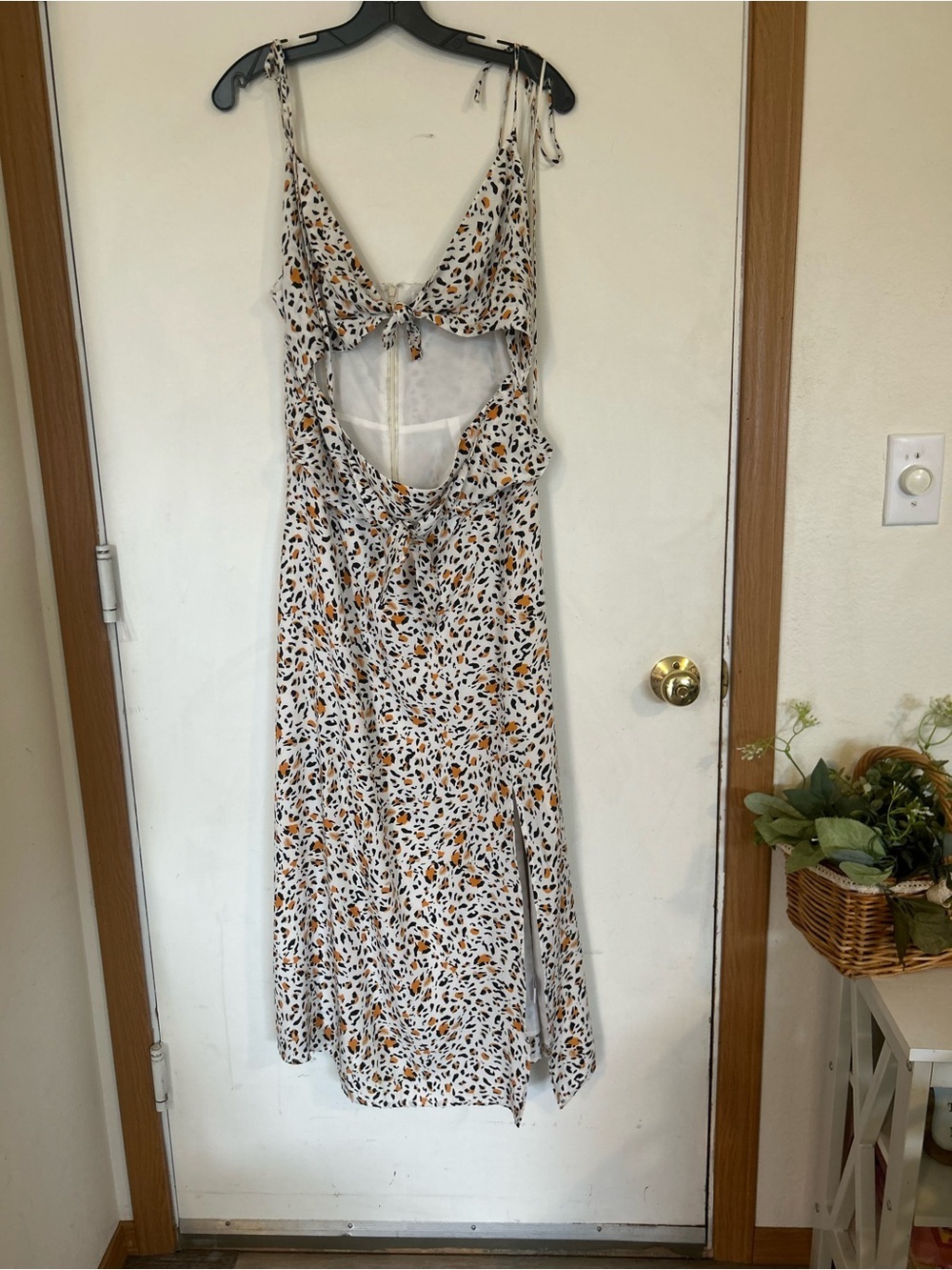 Wayf Large animal print cut out front Sleevless dress